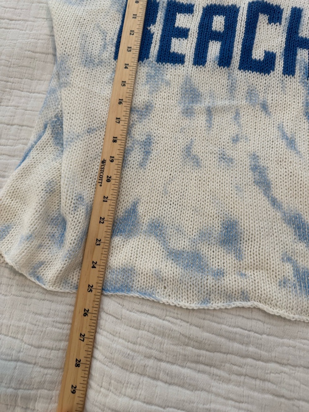 Wooden Ships BEACH Knit Tie-Dye Top in White and Light Blue NWT 0711 - Picture 2 of 8